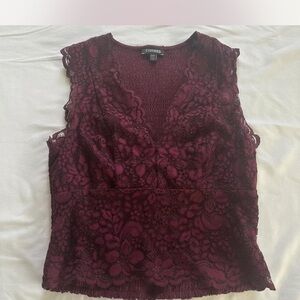 Express Deep Red Lace Blouse